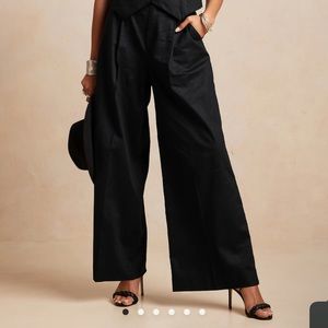 *NWOT* Banana Republic Navy Linen Wide-leg Linen pants